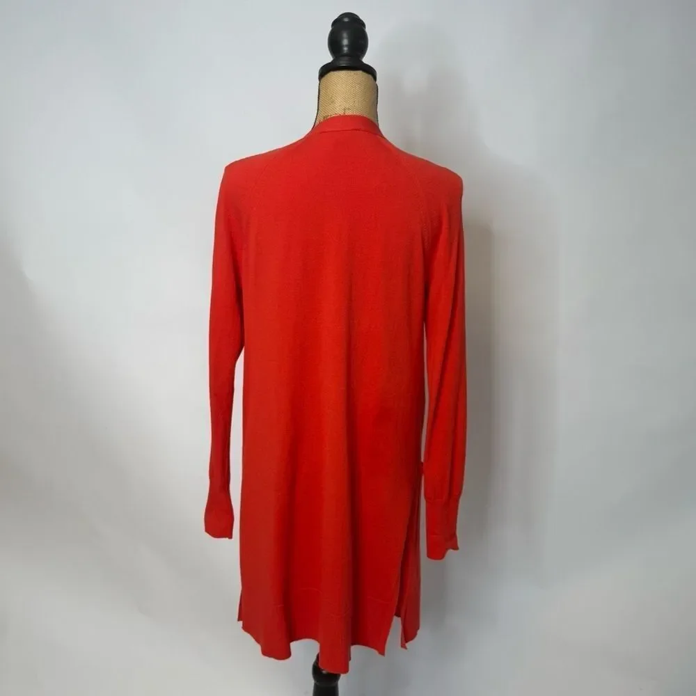 Ann Taylor Open orange-red Front Long Cardigan with Pockets - Size M